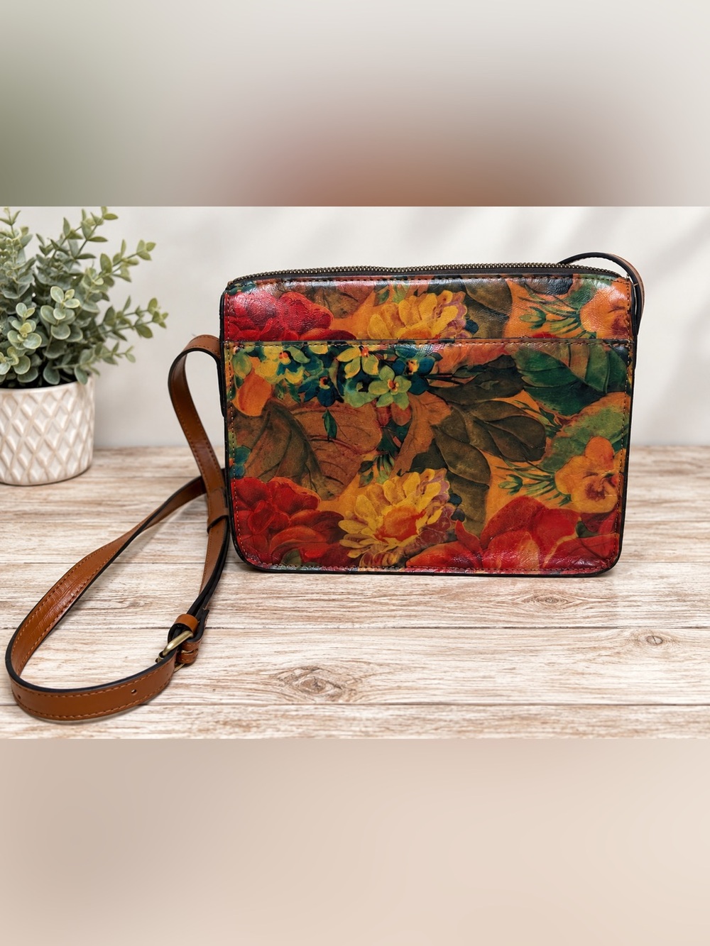 Patricia Nash Vallata Crossbody Multi Print 15th Anniversary Floral Leather Bag